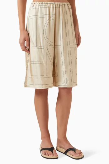 Monogram Pyjama Culotte Pants in Silk Twill