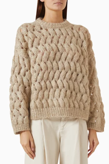 Dazzling Zigzag Cables Sweater in Mohair & Wool