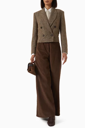 Cropped Blazer in Sparkling Virgin Wool Chevron
