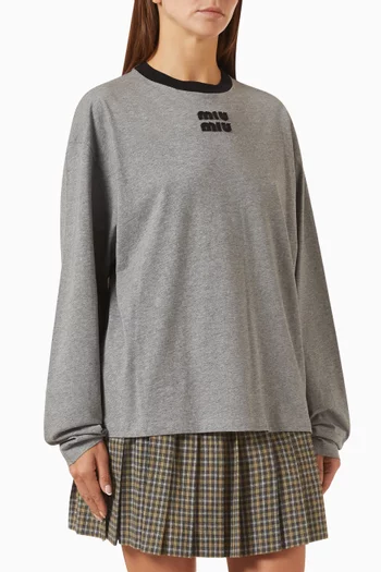 Embroidered-logo T-shirt in Cotton Jersey