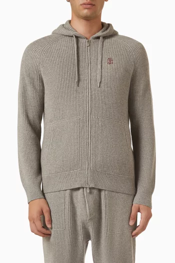 Zip Hoodie in Cashmere Rib Knot