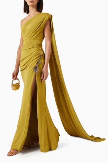 Jordan Draped Gown in Jersey