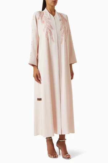 Thread & Bead Embellished Abaya in Crepe