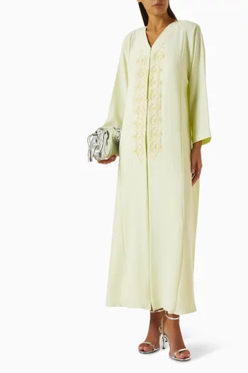 Thread & Bead Embroidered Abaya in Crepe