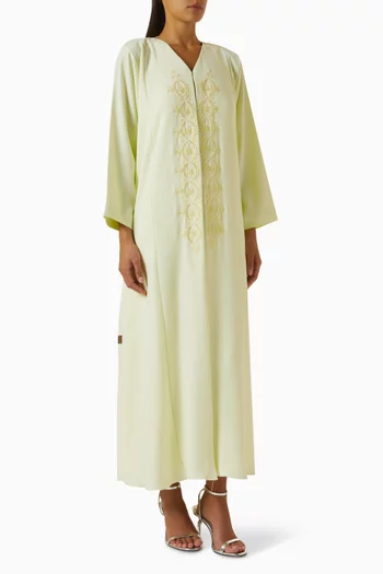Thread & Bead Embroidered Abaya in Crepe