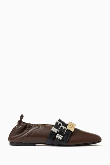 Sue Triple Ballerina Flats in Leather