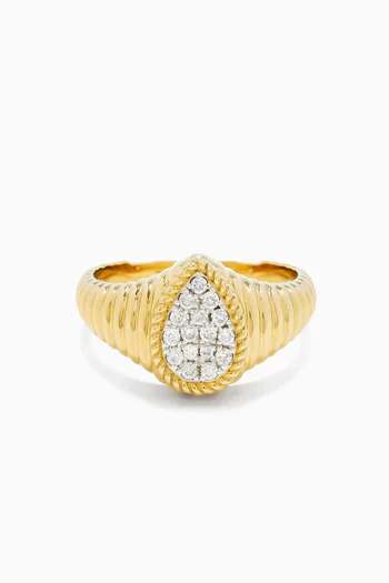 Baby Chevaliere Poire Berlingot Diamants Ring in 9kt Yellow Gold