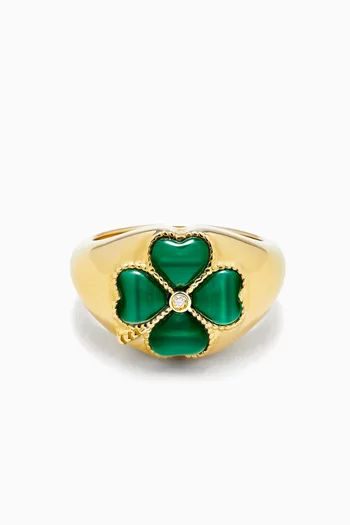 Mini Bague Dome Trefle Ring in 9kt Yellow Gold