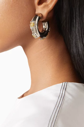 Daisy Hoop Earrings in Brass
