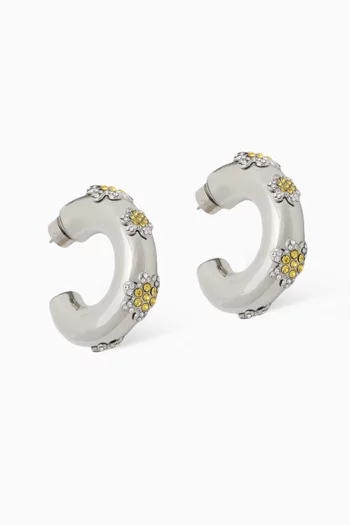 Daisy Hoop Earrings in Brass