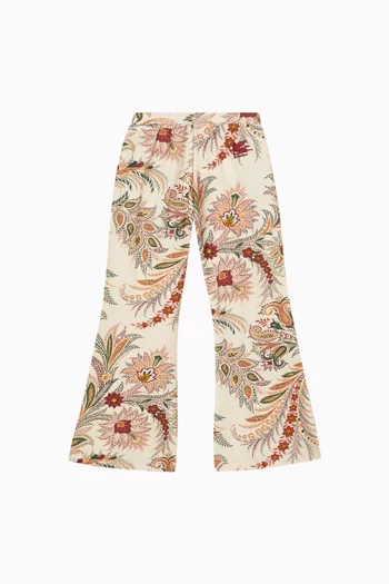 Botanical Toile Print Flared Trousers