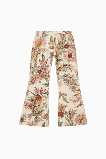 Botanical Toile Print Flared Trousers