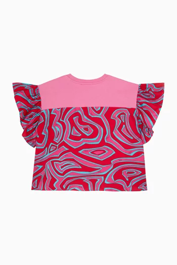 Ruffle Trim T-shirt in Cotton-blend