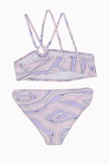 Printed One-shoulder Bikini Set