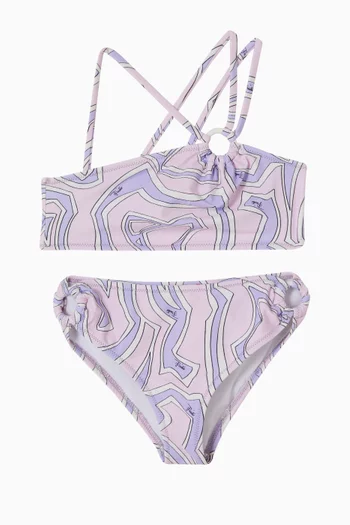 Printed One-shoulder Bikini Set
