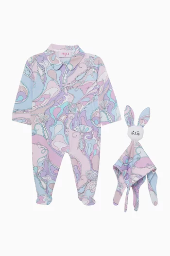 Printed Pyjama Romper & Beanie Set