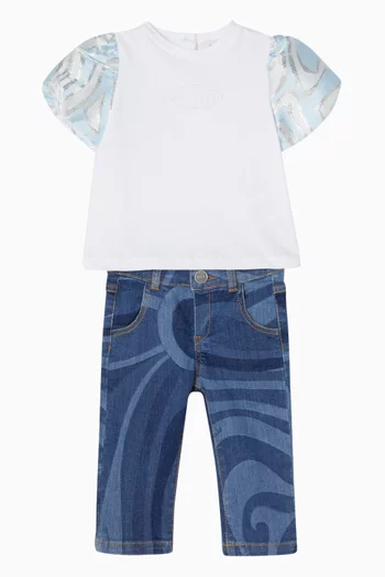 Printed Jeans in Denim