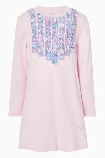 Ruffle Printed Dress in Cotton