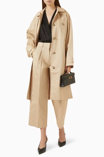 London Barrel-leg Pants in Cotton Twill