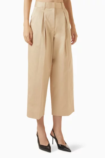 London Barrel-leg Pants in Cotton Twill