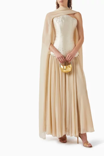 Embellished Dress & Shawl Set
