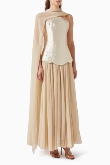 Embellished Dress & Shawl Set