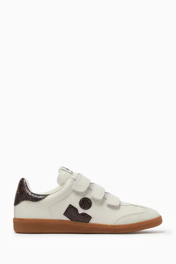 Beth Snake-print Logo Sneakers in Leather