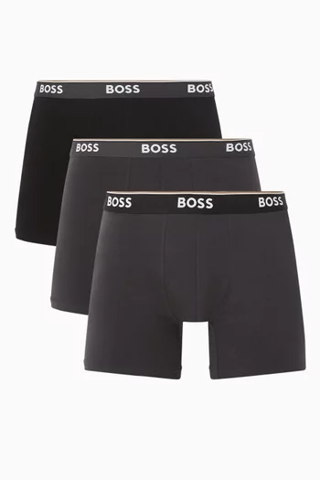 Logo Waistband Boxer Briefs in Cotton, Set of 3