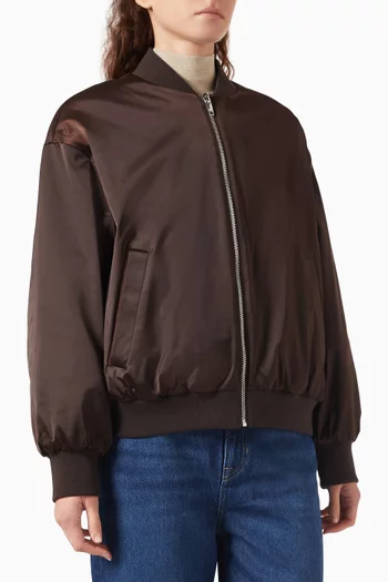 Petisa Reversible Bomber Jacket in Satin & Faux-fur