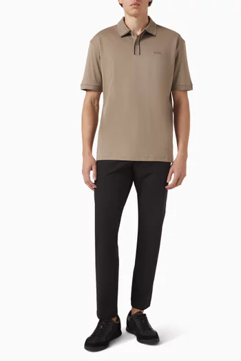 Striped-trim Polo T-shirt in Cotton