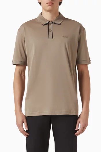 Striped-trim Polo T-shirt in Cotton