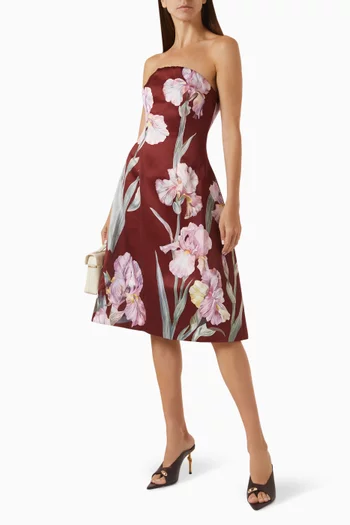 Iris Floral-print Strapless A-line Dress