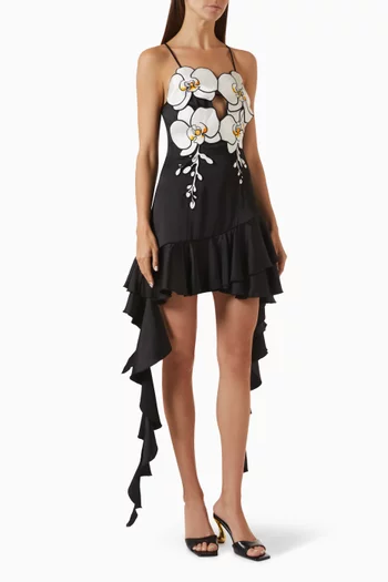Orchid Embroidered Ruffle Hem Mini Dress