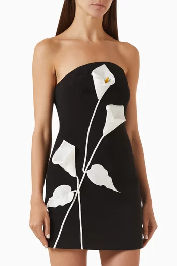 Strapless Floral Appliqué Dress