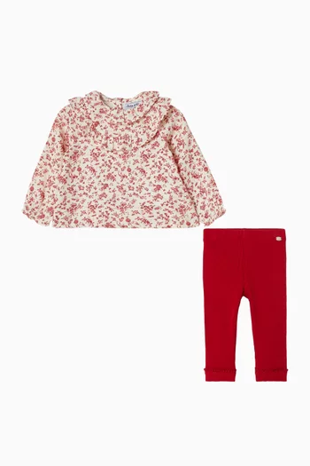 Cherry Floral Cotton Top & Pants Set in Cotton