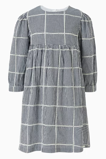 Check-print Dress in Cotton