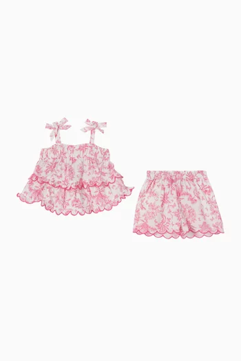 Floral Top & Shorts Set in Cotton
