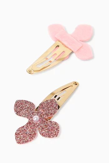 Floral Glitter Hair Clips