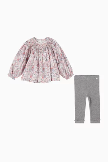 Floral Blouse & Leggings