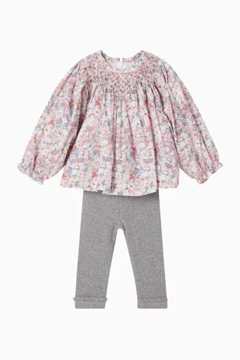 Floral Blouse & Leggings