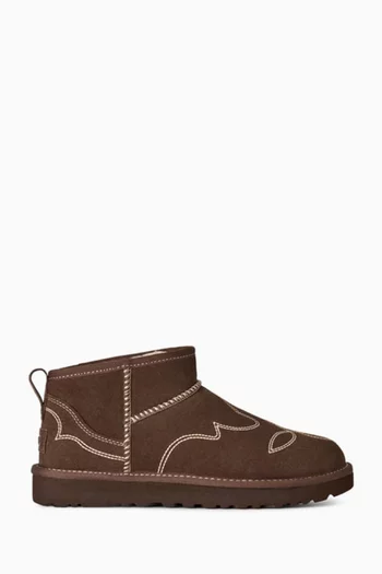 Classic Ultra Mini Western Boots in Suede