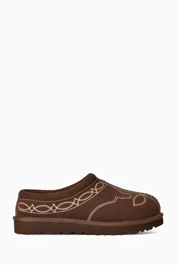 Tasman Western Flat Slippers in Suede