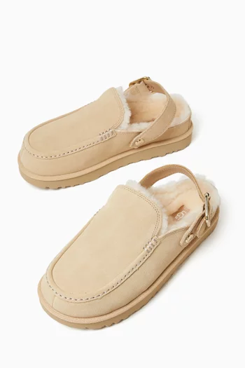 Goldenstar Evelina Clog Flat Slippers in Suede