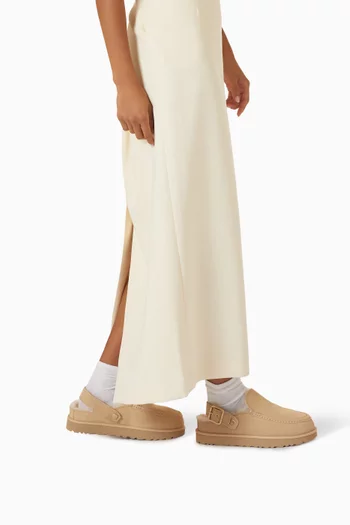 Goldenstar Evelina Clog Flat Slippers in Suede