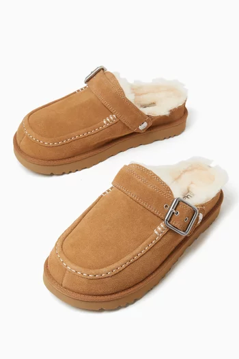 Goldenstar Evelina Clog Flat Slippers in Suede