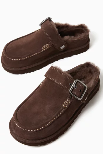 Goldenstar Evelina Clog Flat Slippers in Suede