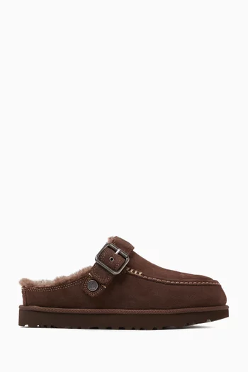 Goldenstar Evelina Clog Flat Slippers in Suede