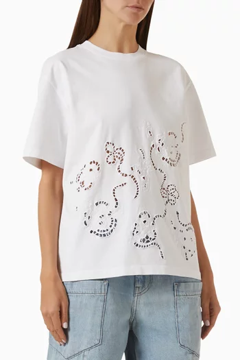 Broderie Anglaise T-shirt in Cotton Jersey