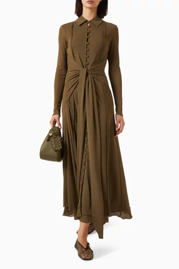 Mari Tie-up Maxi Dress in Mesh