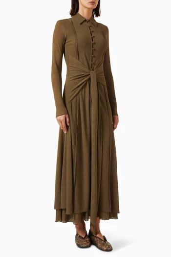 Mari Tie-up Maxi Dress in Mesh
